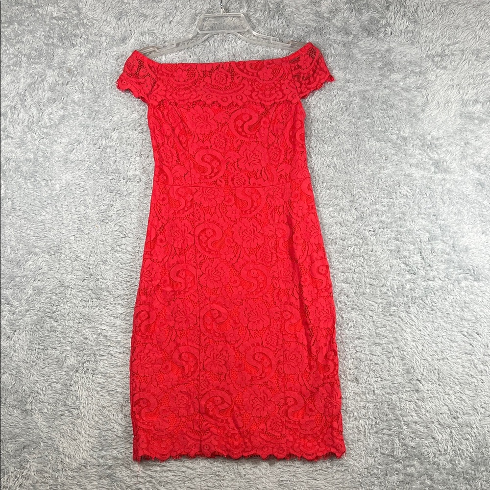 Dorothy Perkins Scarlet Lace Off-Shoulder Midi Dress